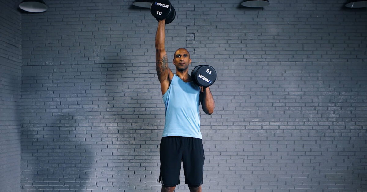 Alternate dumbbell shoulder press - presse épaule alternée avec haltère - EVO Fitness