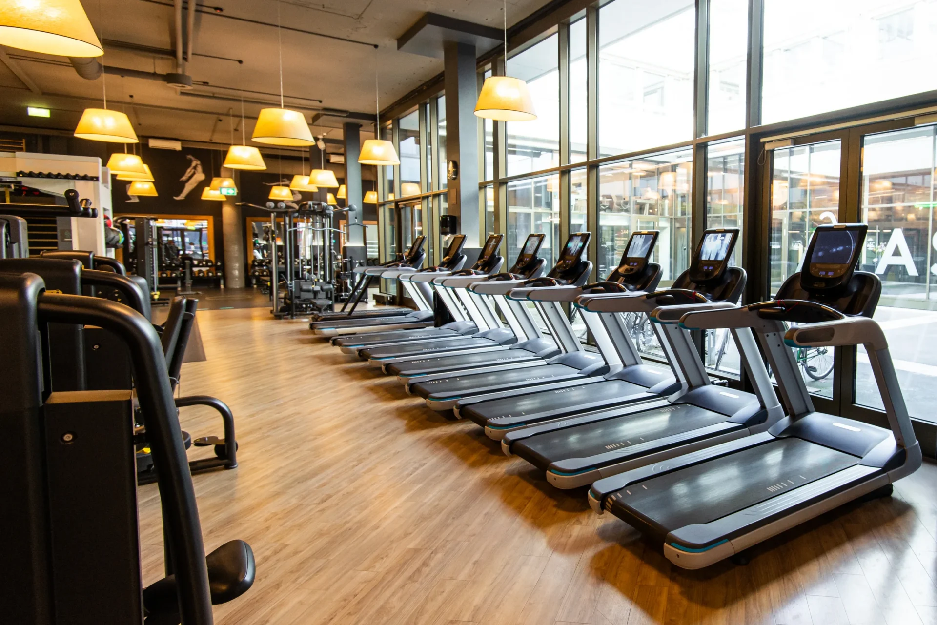 evo fitness basel gundeli cardio zone treadmills window light