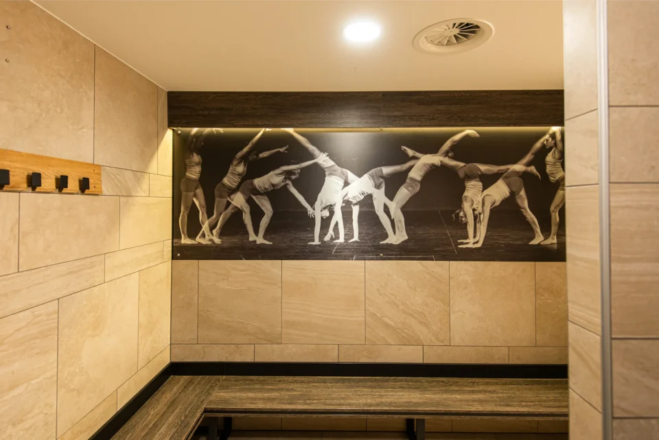 evo fitness bern changing room gymnastic wall art