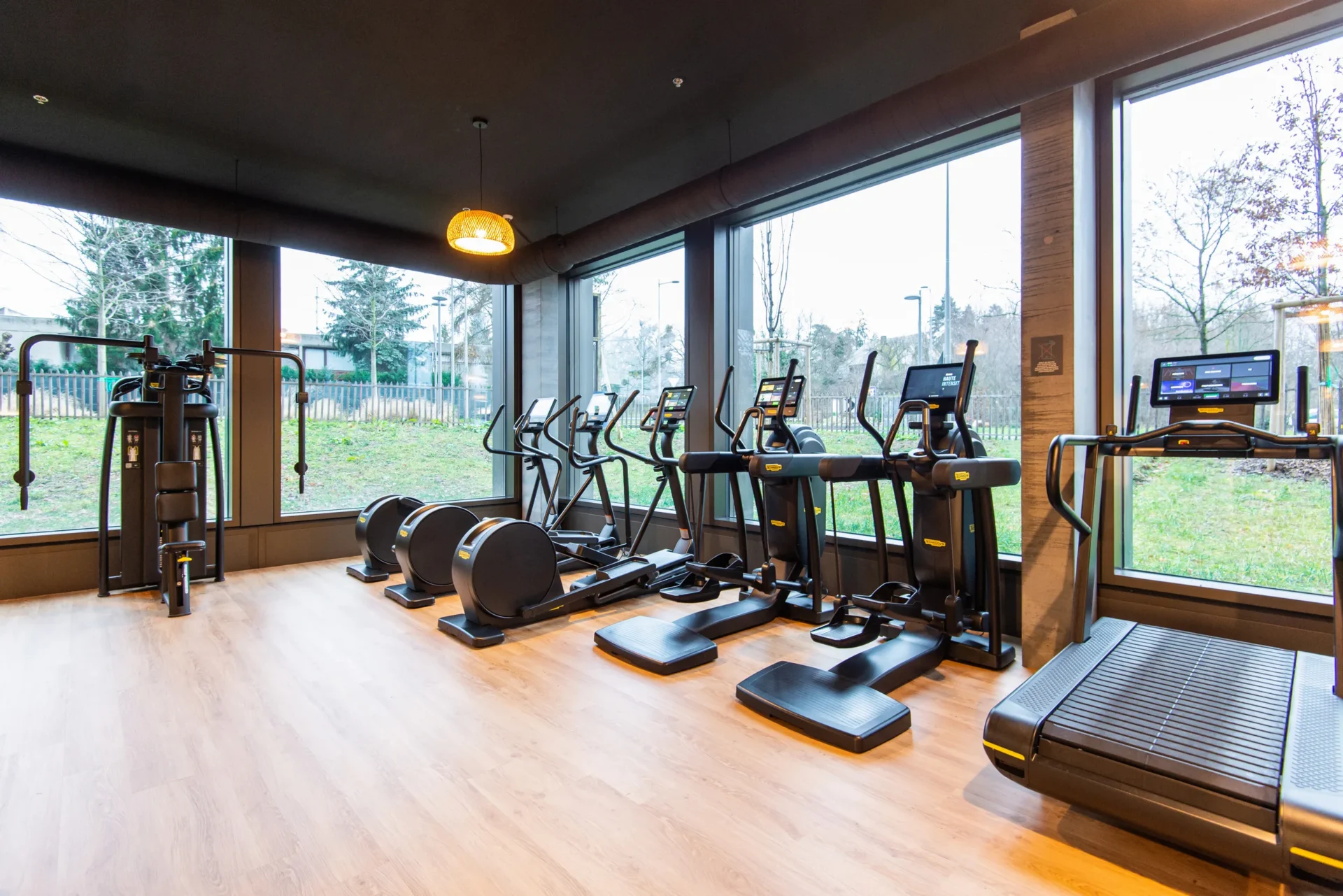 evo fitness geneva green village cardio area window front